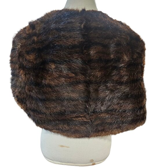 1950s Brown Beaver Fur Stole Shawl Cape Wrap Jacket Old Money Mod MCM Sz S/M - Picture 8 of 14